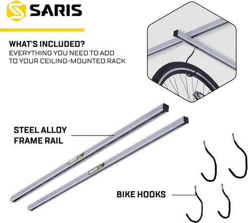 Vista 5 de Saris Almacenamiento de bicicletas, estacionamiento de bicicletas para el hogar, soporte de techo y kit adicional