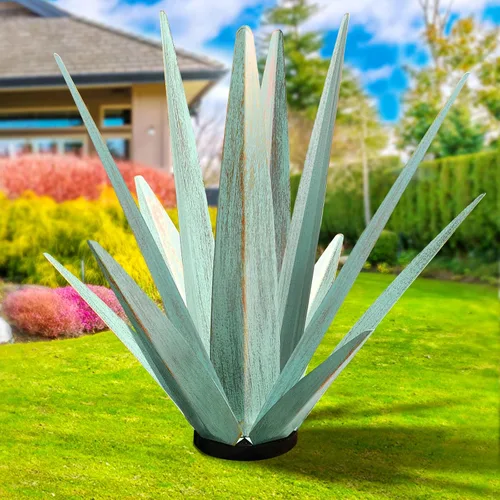 Vista 9 de KODIBO Planta de agave de metal de 24 pulgadas, decoración al aire libre Negro