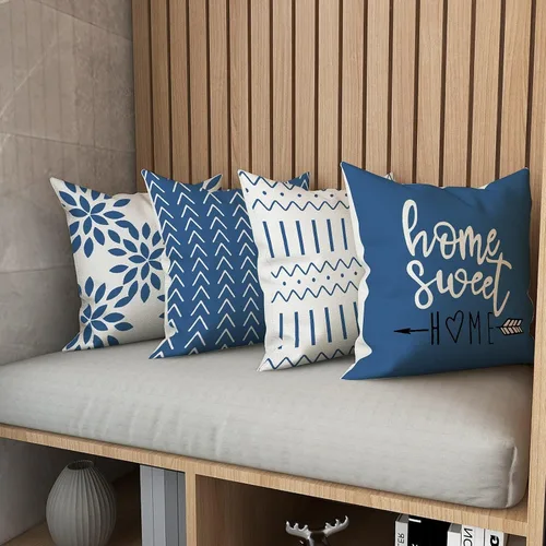 Vista 49 de YCOLL - Juego de 4 fundas de cojín de 16 x 16 pulgadas de tela de lino para exteriores, sofá, cama, automóvil, amarillo