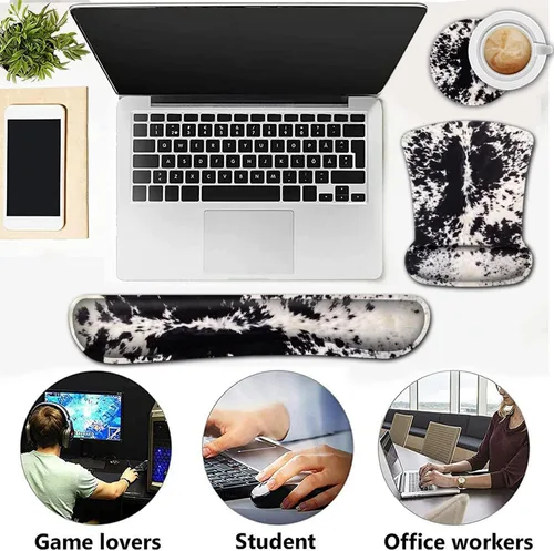 Vista 7 de Alfombrilla de mouse ergonómica con soporte de muñeca y reposamuñecas de teclado de espuma viscoelástica, alfombrilla de mouse de gel con base