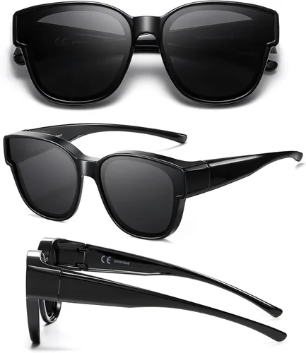 Vista 2 de Lentes de sol polarizados para mujeres y hombres, lentes de sol cuadrados envolventes con protección UV400 para conducir