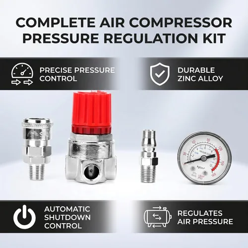 Vista 3 de Regulador de presión del compresor de aire con indicador de dial, válvula de control ajustable de aleación de zinc para accesorios