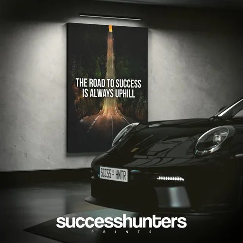 Vista 2 de Lienzo decorativo motivacional para pared con texto en inglés "Road To Successful" (Camino al éxito), diseño motivacional para la oficina, con texto