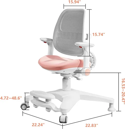 Vista 6 de FCD Escritorio y silla para niños, juego de escritorio y silla de estudio ergonómico ajustable de madera, mesa de dibujo y estación de computadora