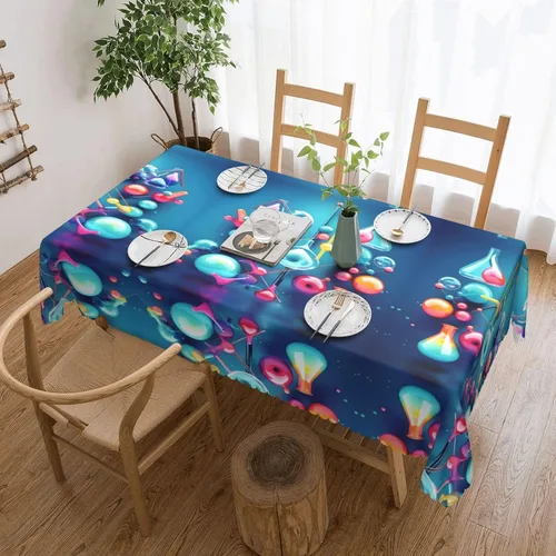 Vista 10 de Mantel rectangular de encaje de poliéster con diseño patriótico de camión del 4 de julio, 54 x 72 pulgadas, resistente a las arrugas, lavable