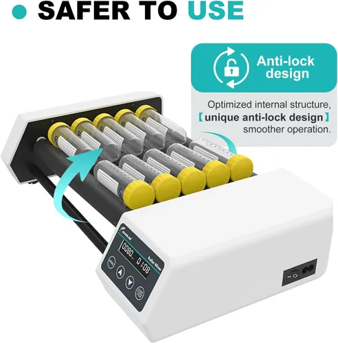 Vista 5 de Mezclador de Rodillos de Tubos Analógico Digital, Mezclador de Tubos con Velocidad Ajustable 20-80RPM, 6 Rodillos con Temporizador (1min-23h59min)