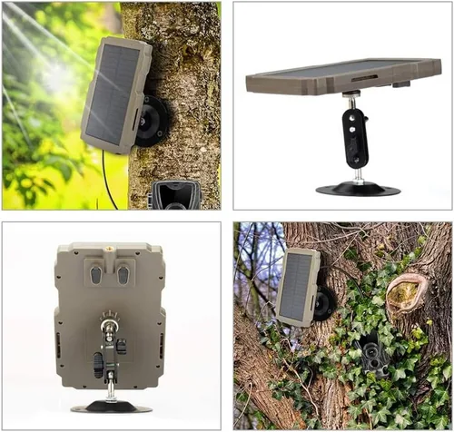 Vista 7 de Lixada Panel solar de cámara de sendero, cargador solar recargable para cámara, kit de panel solar para exteriores de 6 V-12 V con soporte giratorio