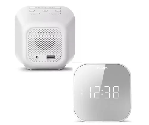 Vista 2 de Reloj Despertador Philips Diseño Espejo Puerto Usb