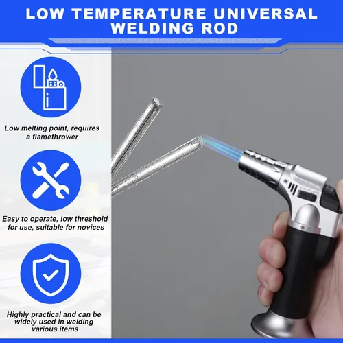 Vista 4 de Tandefio 50 varillas de soldadura de aluminio para baja temperatura, varillas de soldadura de baja temperatura, 716 ° f-752 °f, varilla de aluminio