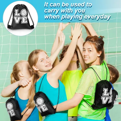 Vista 7 de Bolsas con cordón de puerto con cordón, bolsa de caramelos, bolsa de regalo para fiestas deportivas, suministros para fiestas deportivas, Voleibol