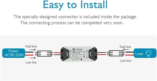 Vista 2 de Interruptor inteligente WiFi eMylo Interruptor de luz de relé inalámbrico, módulo de control remoto Tuya, interruptor temporizador de automatización