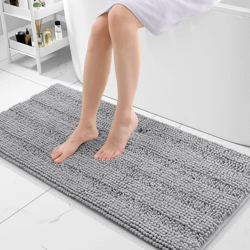Vista 112 de Grandaily Alfombras de baño de felpilla a rayas de 24 x 16 pulgadas, extra gruesas y suaves, absorbentes, parte trasera de goma, alfombra de ducha