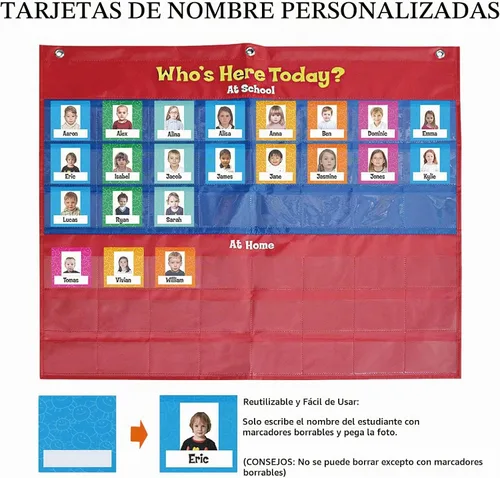 Vista 4 de Tabla de bolsillo de asistencia para preescolar que está aquí hoy