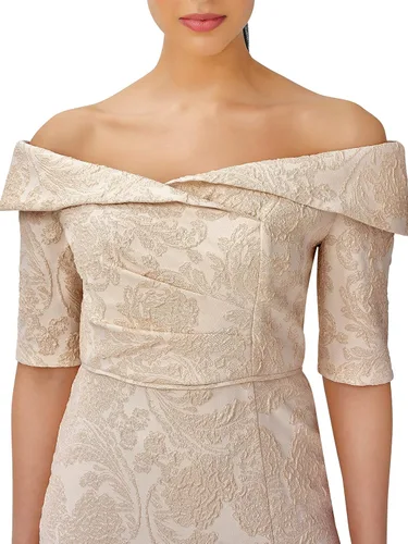 Vista 3 de Adrianna Papell Vestido jacquard metálico para mujer, Metálico