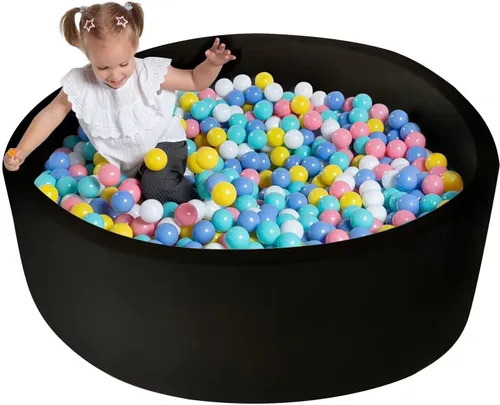 Vista 9 de Pozo de bolas suave extra grande para niños pequeños, 51 x 11.8 pulgadas de espuma para bebés y niños, gris oscuro