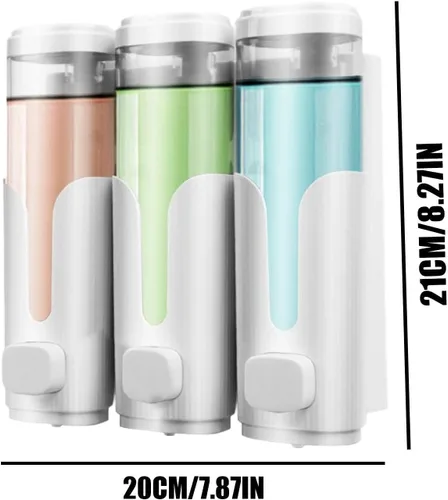 Vista 7 de Shampoo and Conditioner Dispenser, 3 Bottle Refillable Soap Dispenser White