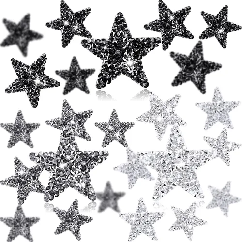Vista 11 de Syhood 24 parches de estrellas para hierro, 1.57/2.36/3.15 pulgadas, color Plateado