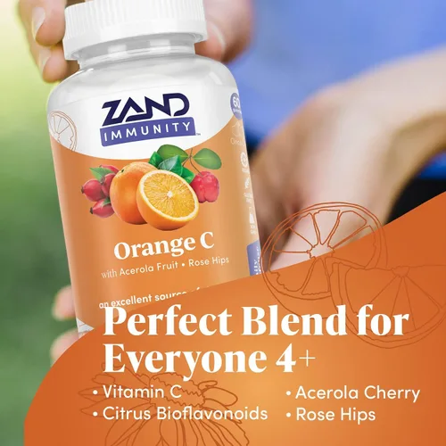 Vista 3 de Gomitas de Vitamina C de ZAND Sabor Naranja, Suplemento de Bienestar e Inmunidad, Vitamina C Masticable con Bioflavonoides Cítricos, Escaramujos