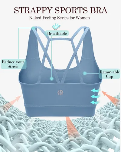 Vista 163 de Brasieres deportivos para mujer, con relleno, tipo camiseta sin mangas, sexis, con espalda cruzada, de alto impacto, largos, ideales para practicar