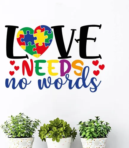 Vista 10 de ArogGeld Calcomanía de vinilo para decoración de pared, diseño de rompecabezas de amor, sin palabras, para decoración del hogar, dormitorio, sala