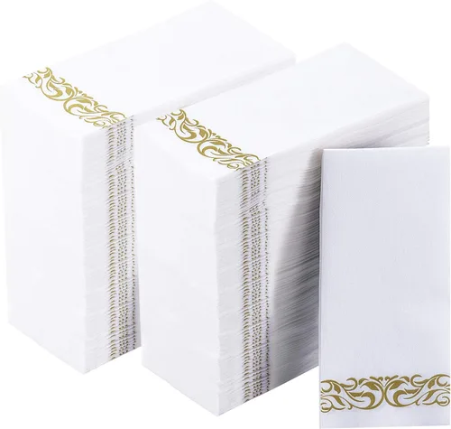 Vista 10 de Vplus Paquete de 200 servilletas de papel para invitados, toallas desechables de calidad premium de 3 capas, servilletas de cena desechables suaves
