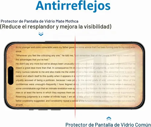 Vista 3 de Mothca - Protector de pantalla de vidrio mate para iPhone 14 Pro, antideslumbramiento y antihuellas, vidrio templado transparente, compatible