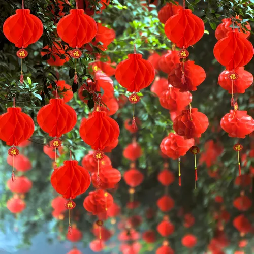 Vista 6 de 60 linternas chinas rojas para decoración de Año Nuevo, festival de primavera, boda, restaurante