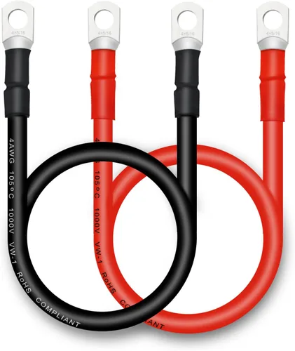 Vista 31 de Cable de batería, cables de batería 2 AWG con terminales, 2 cables de batería de cobre (1 pie).