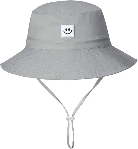 Vista 2 de MaxNova Sombrero de sol para bebé, cara sonriente, UPF 50+ para niños y niñas, de 0 a 7 años