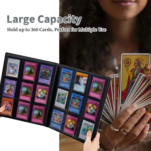 Vista 3 de Carpeta de tarjetas de gato negro y luna, 9 bolsillos para álbum de tarjetas intercambiables, carga lateral, 360 bolsillos, tarjetero de poliuretano