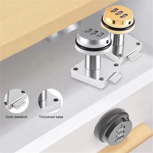 Vista 2 de Keyless Zinc Alloy Thickened Lock Tongue 3 Digital Combination Cam Square Base 1Pcs(7)