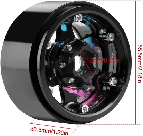 Vista 2 de GLOBACT Alum 1.9 Beadlock Wheels Splash Anodizing para SCX10 TRX4 REDCAT