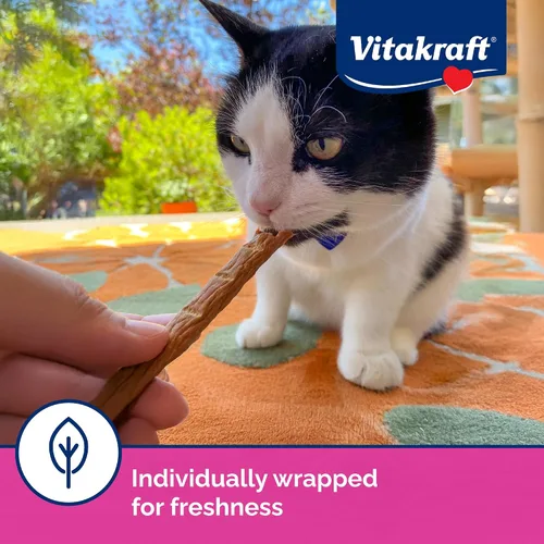 Vista 6 de Vitakraft PurrSticks - Golosinas suaves nutritivas y saludables para gatos, palitos de carne asada al horno suavemente para gatos con 70% de carne