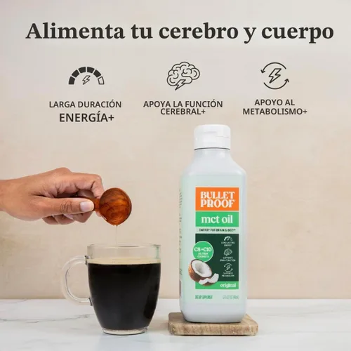 Vista 2 de Bulletproof Aceite MCT C8 y C10, aceite de coco 100% puro, sin sabor, 32