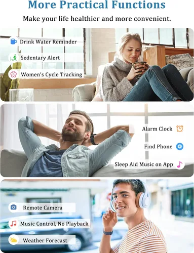 Vista 7 de LODIMEKE Reloj inteligente, Alexa incorporado, responder/hacer llamadas, 44mm, reloj inteligente para mujeres y hombres, pantalla deportiva