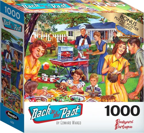 Vista 2 de RoseArt - Back to the Past - Backyard BBQ - Rompecabezas de 1000 piezas para adultos