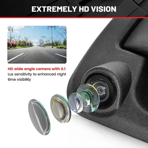 Vista 5 de RED WOLF Manija de puerta de cajuela con cámara de respaldo para reversa, reemplazo para Ford F150 (2004-2014), F-250/F-350/F450/F550 (2008-2016)