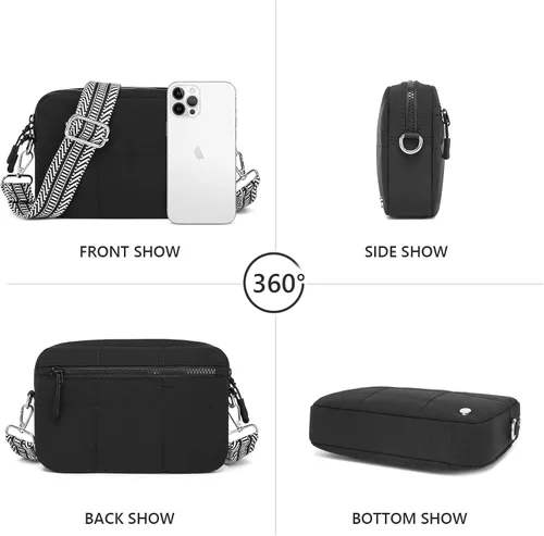 Vista 4 de JEEHAN - Bolsos bandolera acolchados para mujer, bolsos de hombro de diseño, monedero pequeño