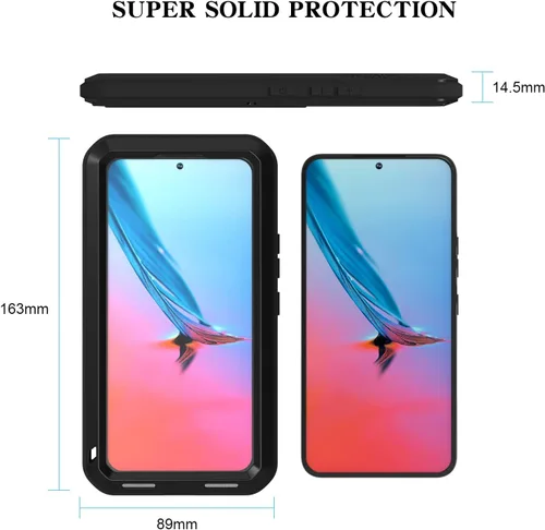 Vista 3 de LOVE MEI Funda militar resistente para Samsung Galaxy S22, con protector de pantalla de vidrio templado, a prueba de golpes, a prueba de polvo, a