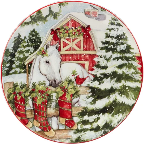 Vista 4 de Certified International Homestead Christmas - Juego de 4 platos de postre/ensalada de 9 pulgadas