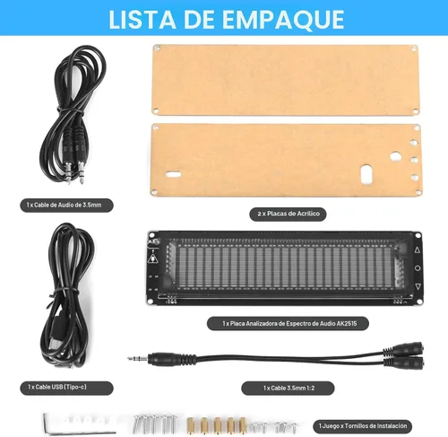 Vista 8 de Nobsound AK2515 Pro - Analizador de espectro de audio con pantalla VFD, entrada de micrófono y AGC avanzado, medidor de nivel de sonido preciso