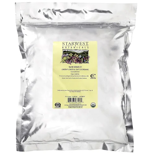 Vista 2 de Starwest Botanicals Flor y hoja de tilo orgánico, cortada y tamizada, 1 lb (453.6 g)