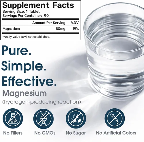 Vista 2 de Tabletas de agua de hidrógeno molecular (8 ppm) Magnesio, Ácido málico y L-Tartárico Suplemento de hidratación y antioxidante Apoyo energético
