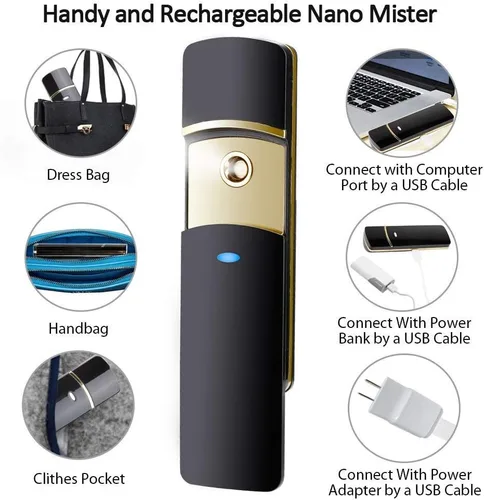 Vista 4 de Kingsmile Exquisito spray facial, rociador portátil nano niebla, espray facial, hidratante facial fresco, práctico nano rociador hidratante