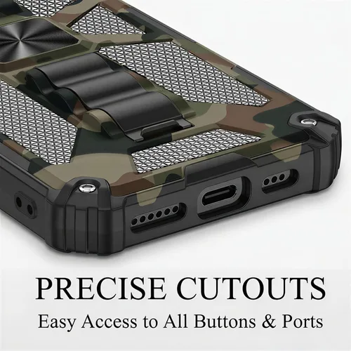 Vista 8 de CCSmall Funda de camuflaje para Apple iPhone 14 para hombres, protección resistente a prueba de golpes con función atril para iPhone 14 MC verde