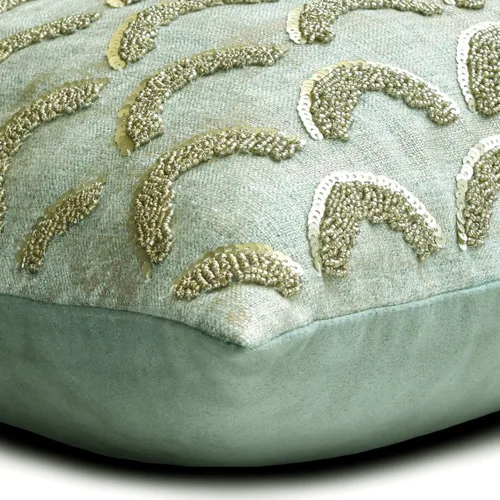 Vista 141 de The HomeCentric Funda de almohada con cremallera, funda de cojín azul de 12 x 12 pulgadas, funda de cojín de algodón bordado para sofá, diseño