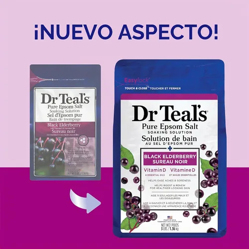 Vista 9 de Dr Teal's Remojo de sal con sal pura de Epsom, saúco, 3 libras