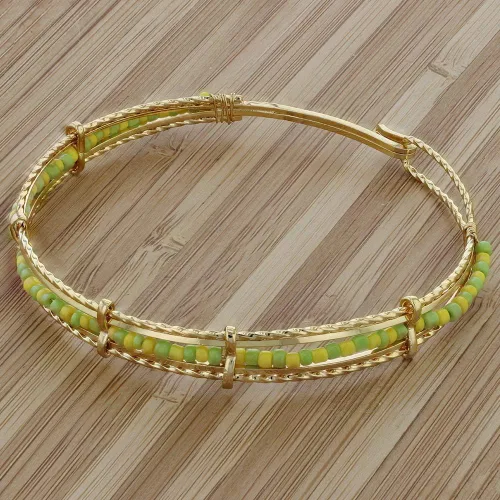 Vista 4 de Pulsera de cuentas Babalawo chapada en oro verde y amarillo para mujer, hermosa pulsera de orulla chapada en oro, elegante joyería de protección