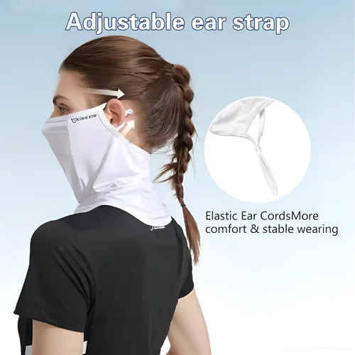 Vista 7 de Máscara facial UPF 50+ para mujeres y hombres, cubierta completa de enfriamiento de seda helada, protección solar transpirable, polaina