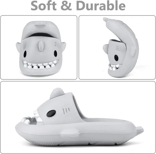 Vista 3 de Sandalias de baño con diseño de tiburón para niños y niñas Sandalias de ducha para niños y niñas Sandalias de playa y piscina Secado rápido